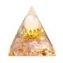Pyramide Orgonite Fleur de Lotus dorée pierre naturelle 