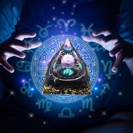 Pyramide Orgonite Constellation Vierge améthyste 